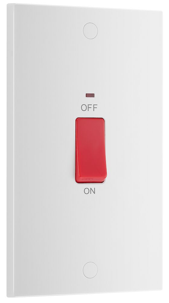 BG 45A DP Square Edge 2 Gang Plate Switch With Neon White