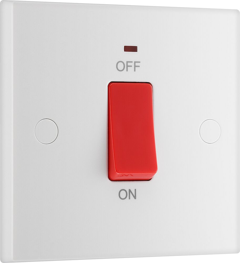 BG 45A DP Square Edge 1 Gang Plate Switch With Neon White