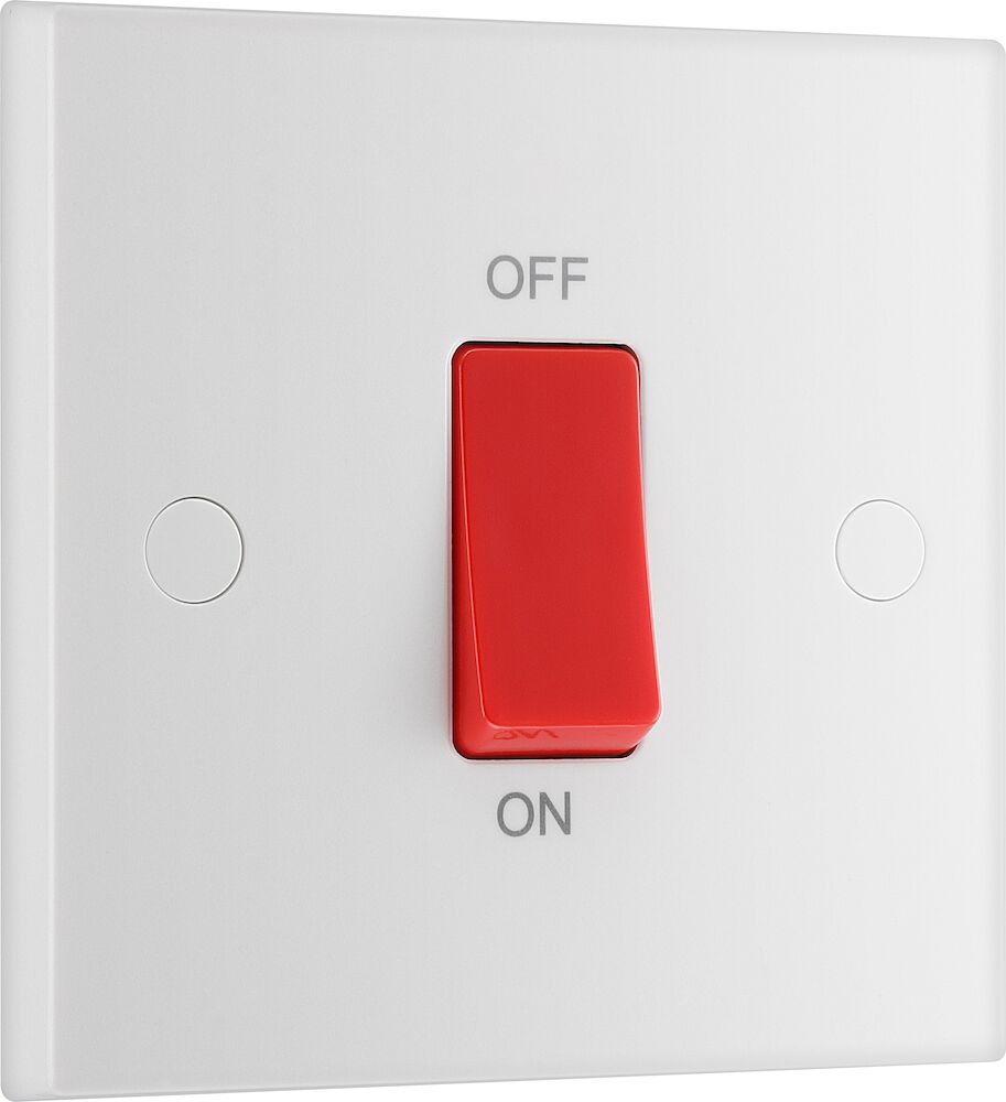 BG 45A DP Square Edge 1 Gang Plate Switch White