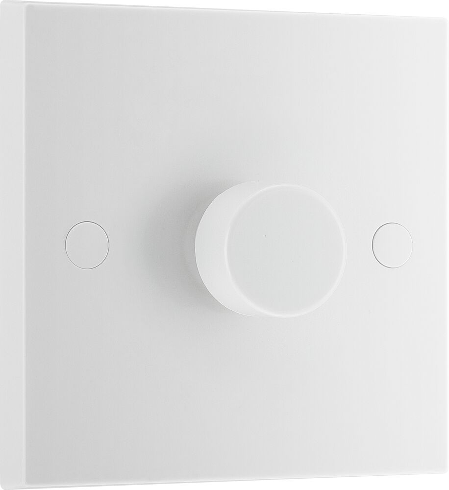 BG 1 Gang 2 Way 400W Push Dimmer Square Edge Switch White