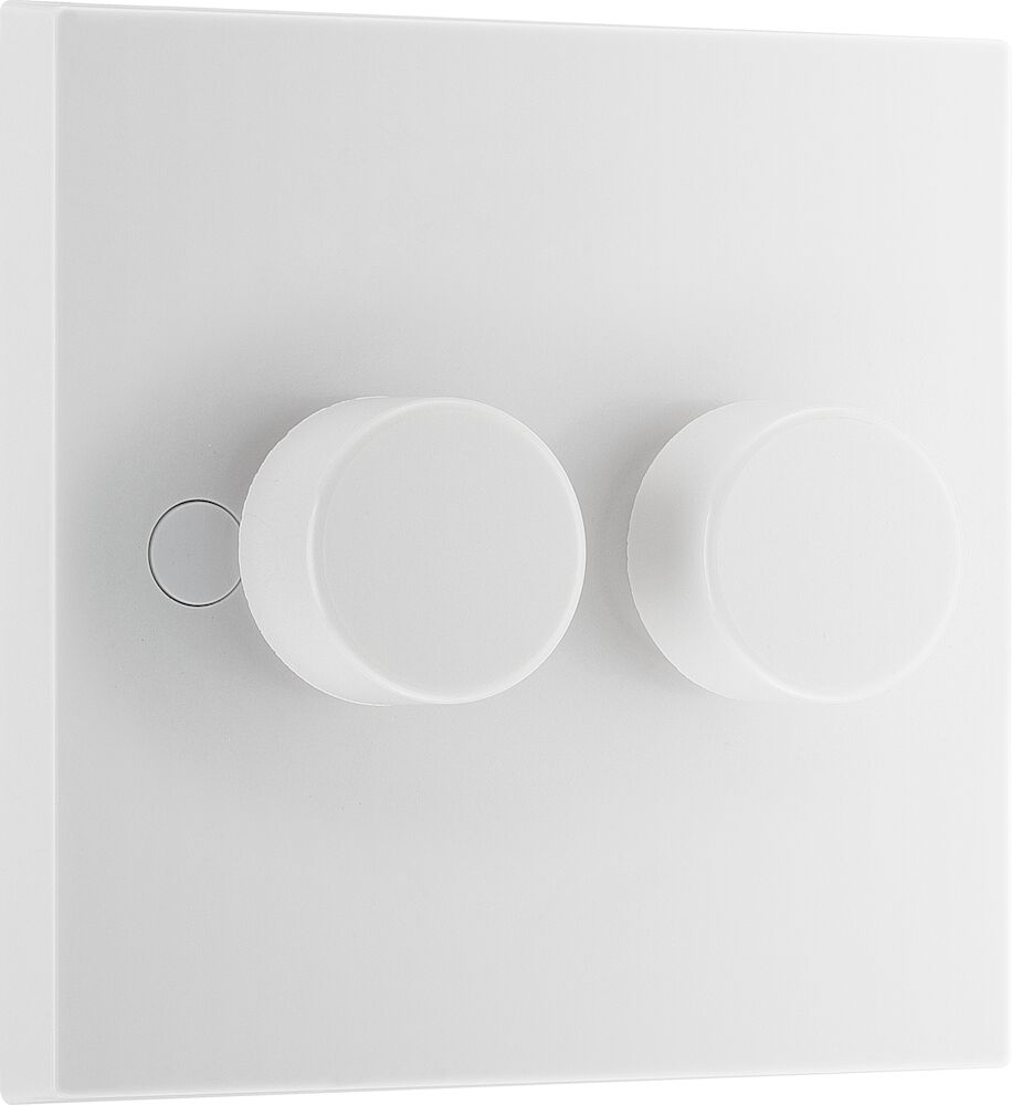 BG 2 Gang 2 Way 400W Push Dimmer Square Edge Switch White