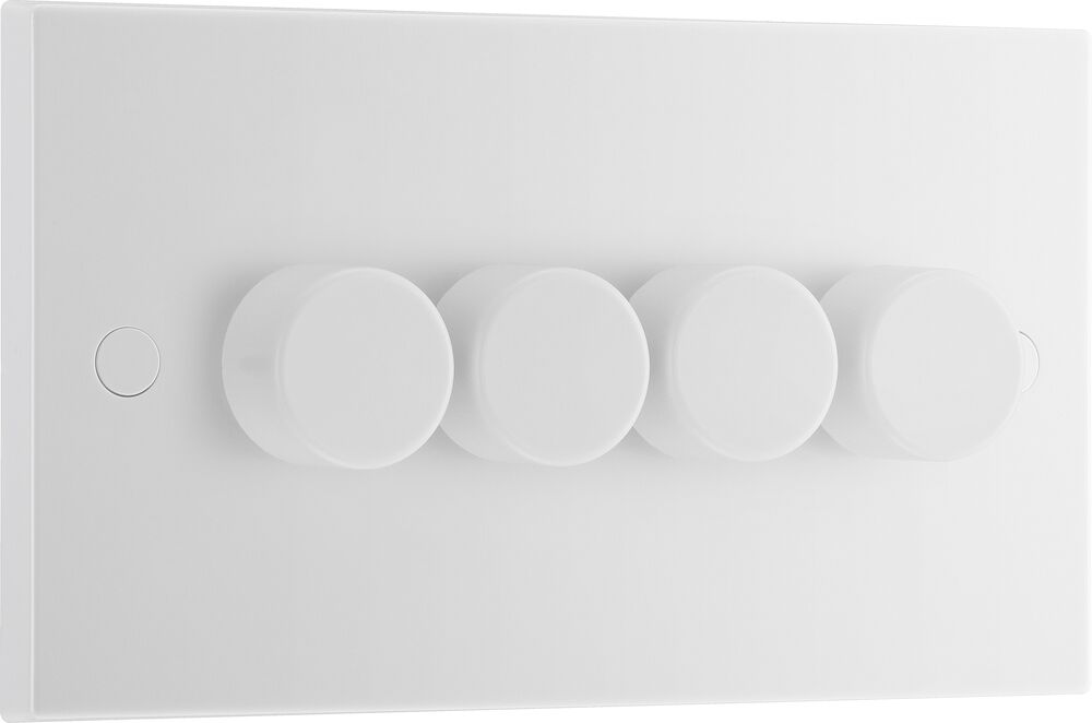 BG 4 Gang 2 Way 400W Push Dimmer Square Edge Switch White