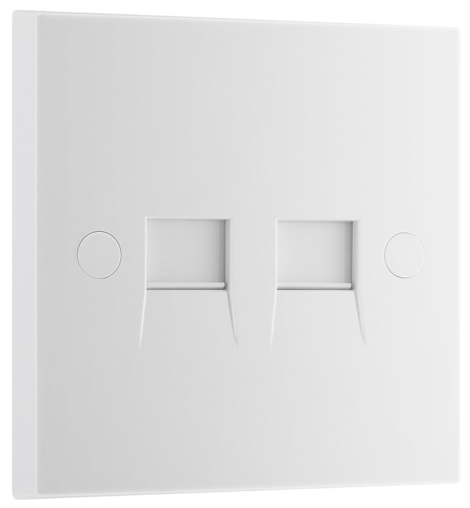 BG 2 Gang Master Telephone Square Edge Socket White