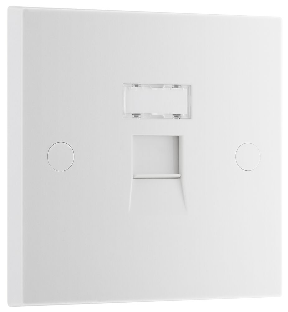 BG 1 Gang RJ45 Data Telephone Square Edge Socket IDC White