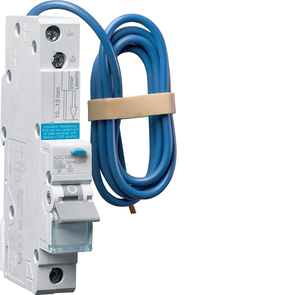 Hager 32A SP 10kA 30mA C Curve Type A RCBO