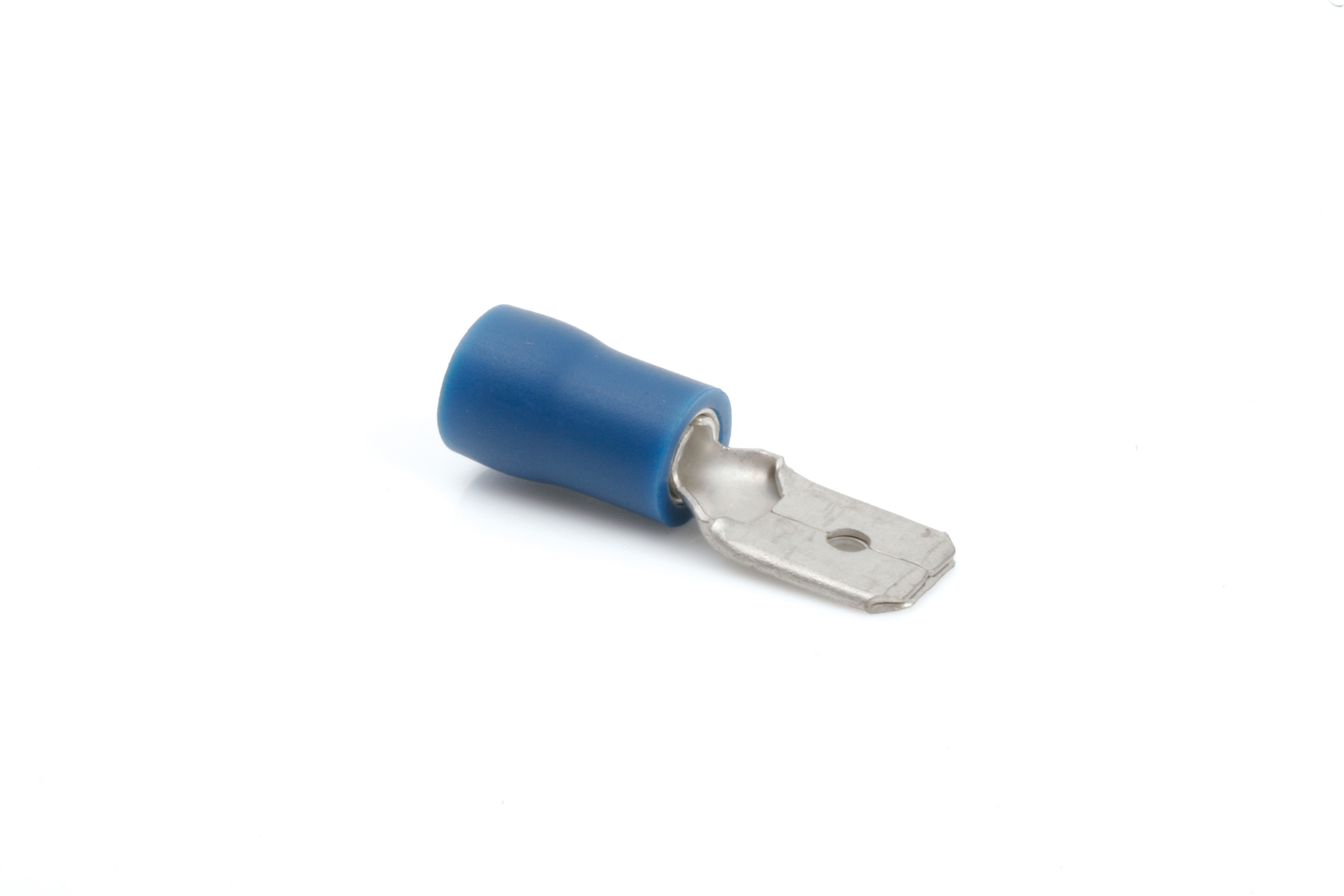 Term Tech 6.3mm Pre-Insulated Male Spade Terminal Blue (Pack of 100)