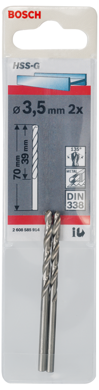 Bosch HSS Drill Bit 3.5mm x 70mm (Pack of 2)