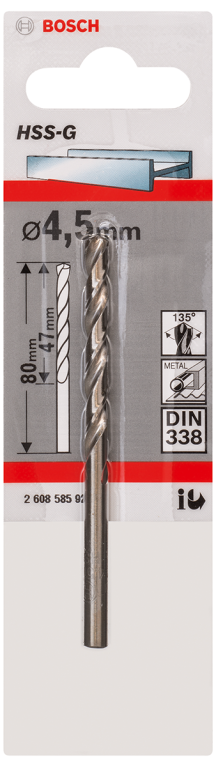Bosch HSS Drill Bit 4.5mm x 80mm (Pack of 1)