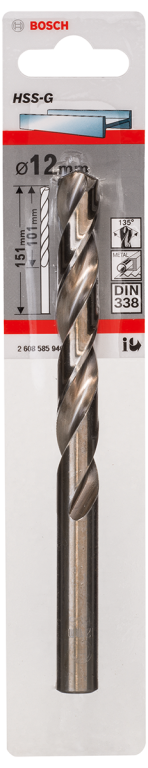 Bosch HSS Drill Bit 12mm x 151mm (Pack of 1)