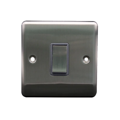 Thrion 1 Gang 2Way Switch Brushed Chrome With Grey insert