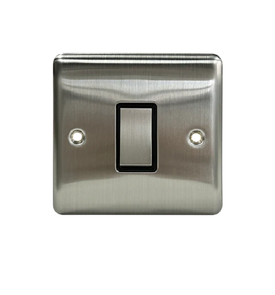 Thrion 1 Gang  2 Way Switch Brushed Chrome With Black Insert