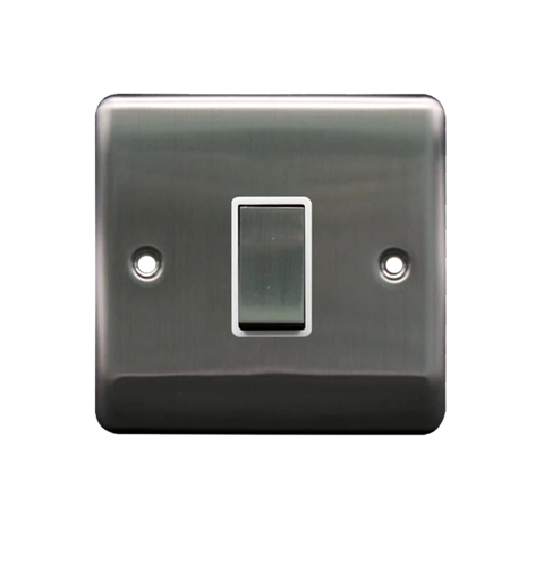 Thrion 1 Gang 2 Way Switch Brushed Chrome With White insert