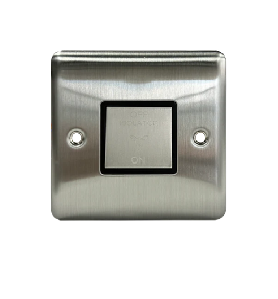Thrion 10A 3 Pole Fan Isolator Switch Brushed Chrome with Black Insert
