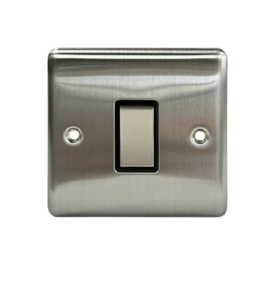 Thrion 1 Gang Intermediate Switch Brushed Chrome With Black Insert