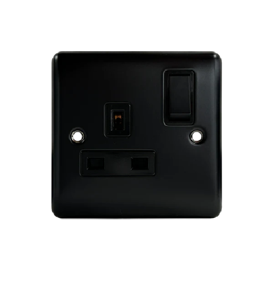 Thrion 13A 1 Gang DP Switched Socket Matt Black 
