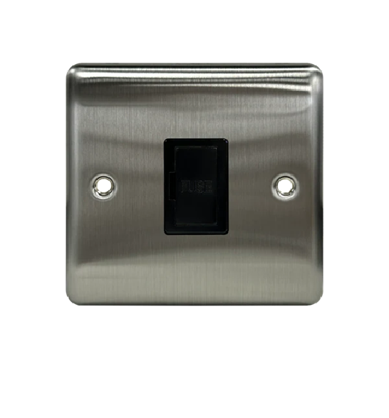 Thrion 13A Unswitched Fused Spur Brushed Chrome with Black Insert