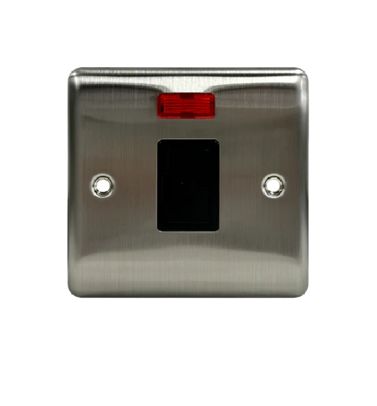 Thrion 13A Unswitched Fused Spur With Neon Brushed Chrome With Black Insert