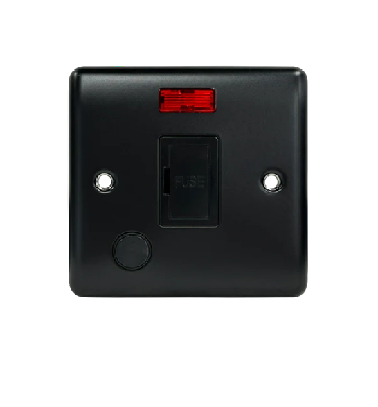 Thrion 13A Unswitched Fused Spur With Neon & Flex Outlet Matt Black