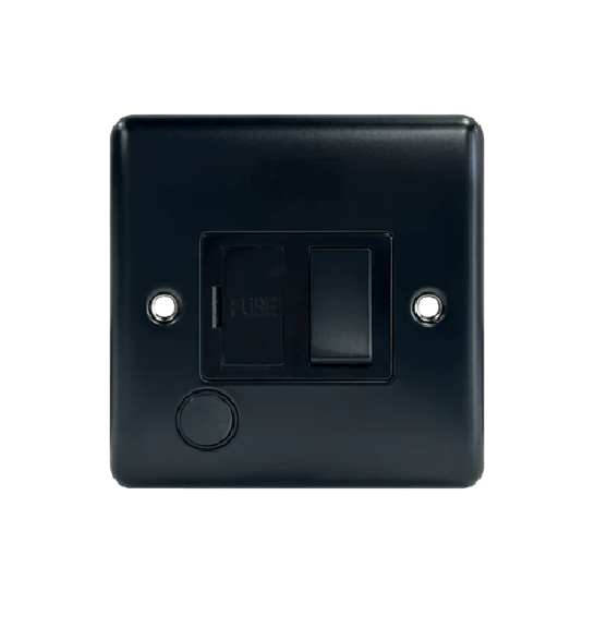 Thrion 13A Single Switched Fused Spur With Flex Outlet Matt Black