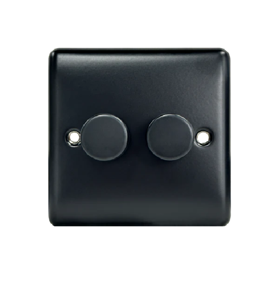 Thrion 2 Gang LED Dimmer (2 X 100W) Matt Black