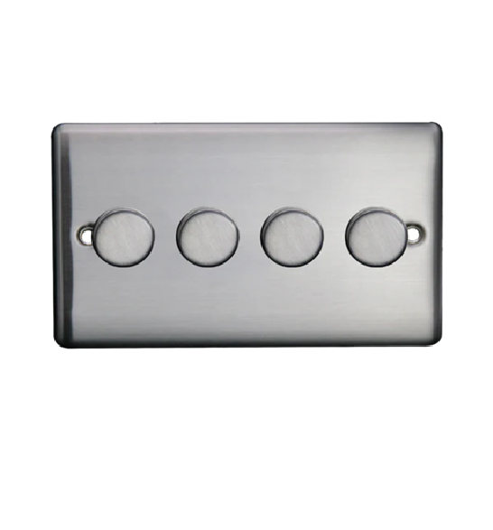 Thrion 4 Gang LED Dimmer (4 X 100W) Brushed Chrome 