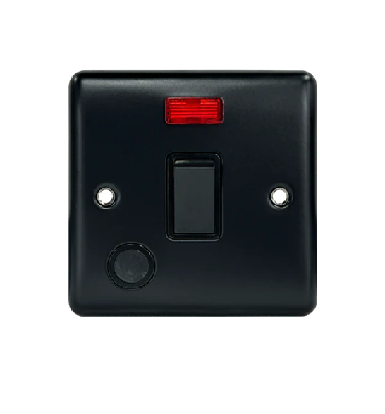 Thrion 20A DP Switch With Flex Outlet and Neon Matt Black 