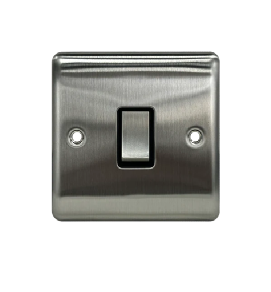 Thrion 20A 1 Gang DP Switch Brushed Chrome With Black Insert