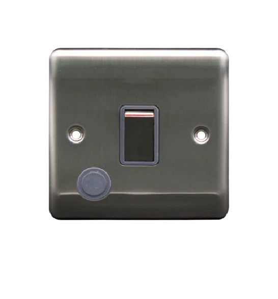 Thrion 20A DP Switch With Flex Outlet Brushed Chrome With Grey Insert