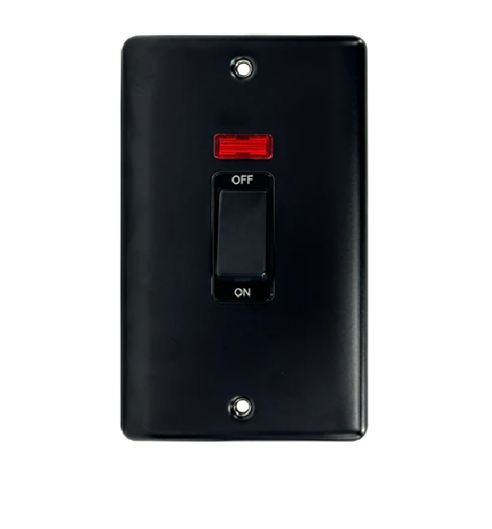 Thrion 45A 2 Gang DP Switch With Neon Matt Black 