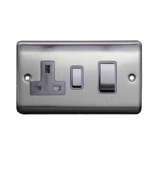 Thrion 45A Cooker Control Unit Brushed Chrome with Grey Insert