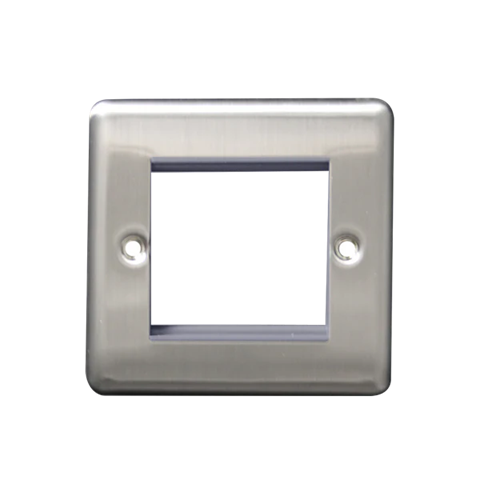 Thrion 2 Gang Front Plate Brushed Chrome With Grey Insert