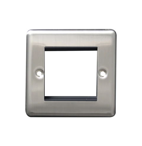 Thrion 2 Gang Front Plate Brushed Chrome With Black Insert