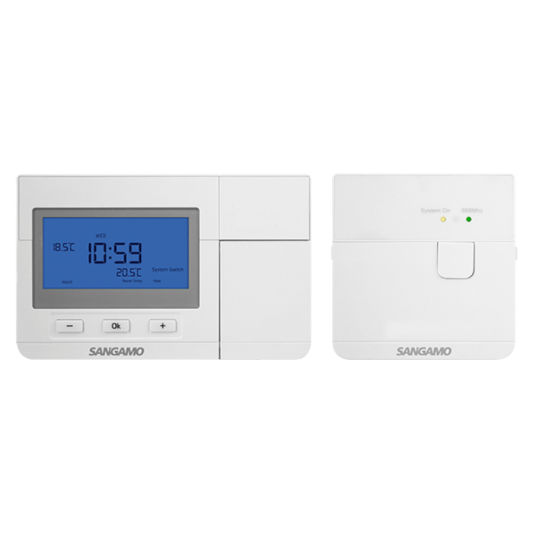 Sangamo Choice+ Wireless Programmable Thermostat With Digital Display White