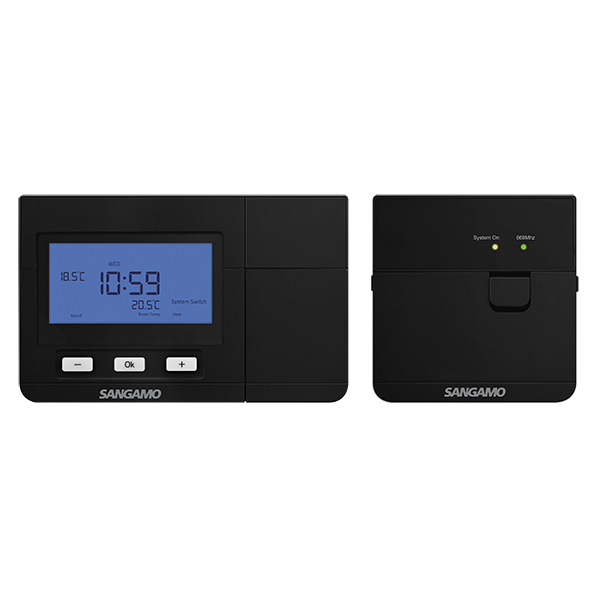Sangamo Choice+ Wireless Programmable Thermostat With Digital Display Black