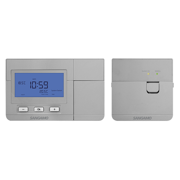 Sangamo Choice+ Wireless Programmable Thermostat With Digital Display Silver