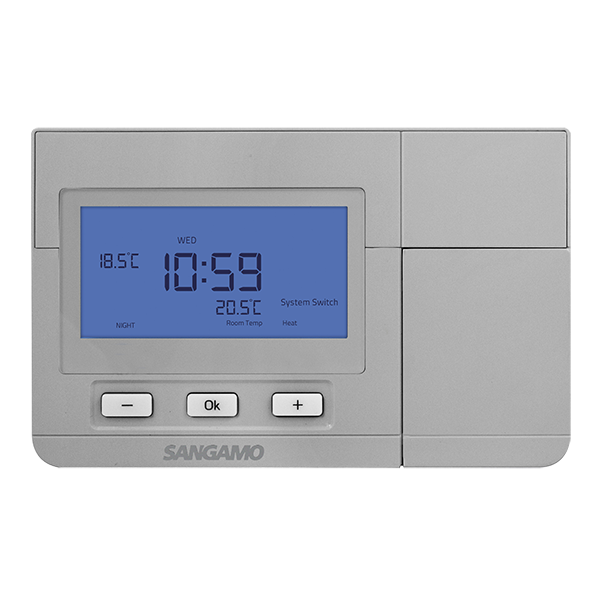 Sangamo Choice+ 16A 24 Hour/ 7 Day Electronic Programmable Thermostat Silver