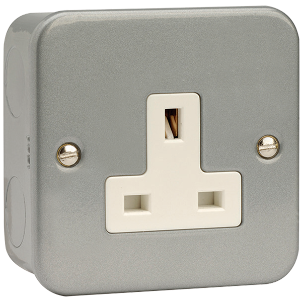 Click Essentials 13A 1 Gang Unswitched Socket Metal Clad