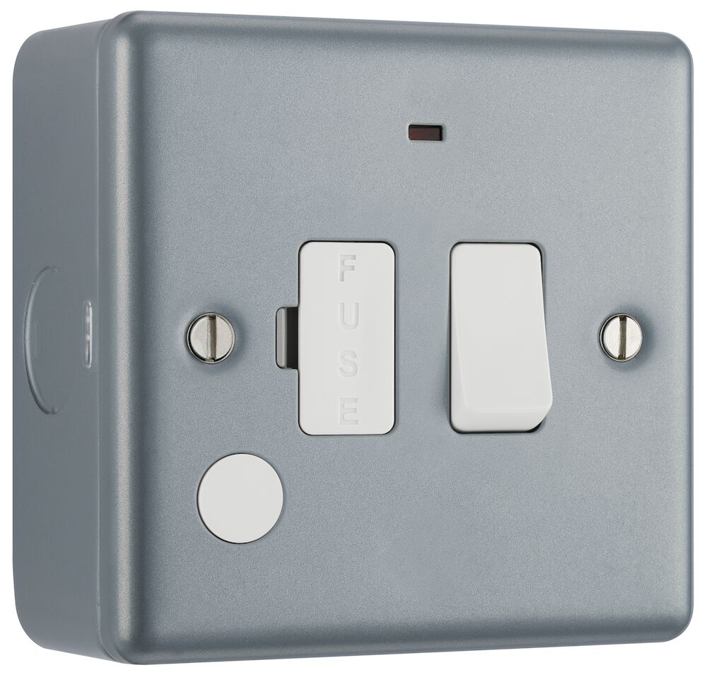 Click Essentials 13A DP Switched Fused Spur With Neon and Flex Outlet Metal Clad with Back Box