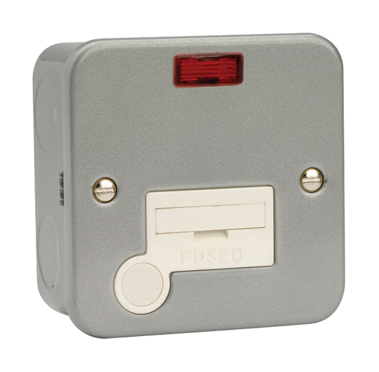 Click Essentials 13A Unswitched Fused Spur with Neon and Flex Outlet Metal Clad with Back Box