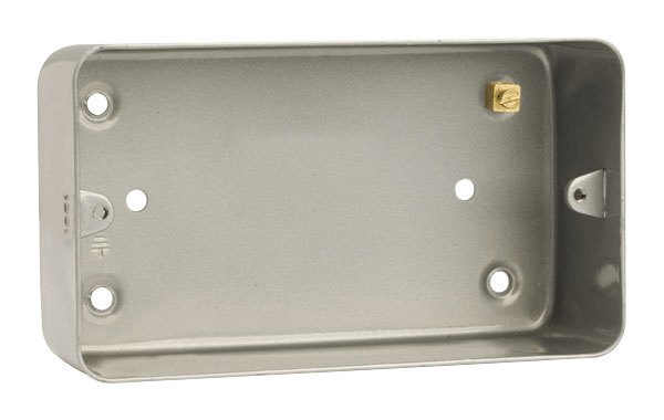 Click Essentials 2 Gang 40mm Metal Clad Mounting Box (No Knockouts)