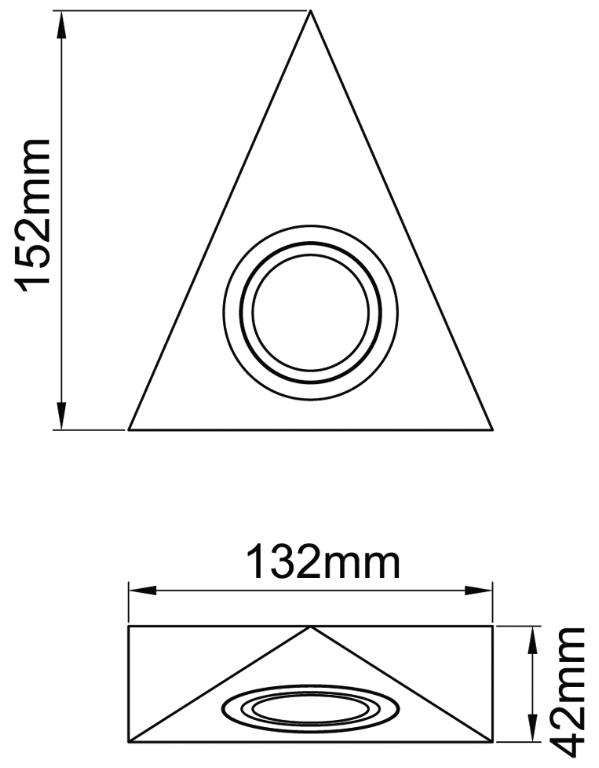 KSR 130lm 1.5W LED Triangle Undercabinet Light Satin Chrome IP20 4000K Cool White