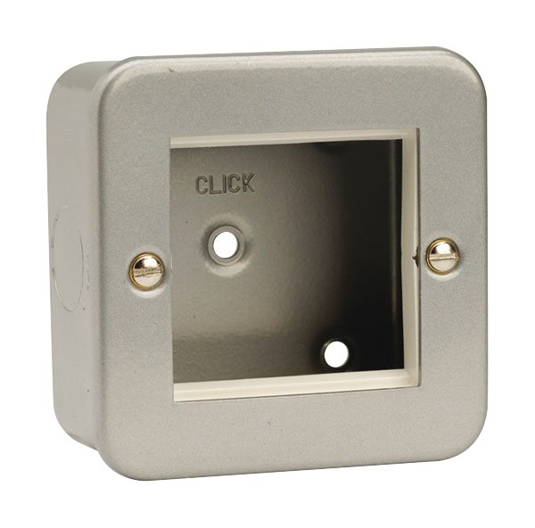 Click Essentials 1 Gang 2 Aperture New Media Front Plate Metal Clad with Back Box Grey