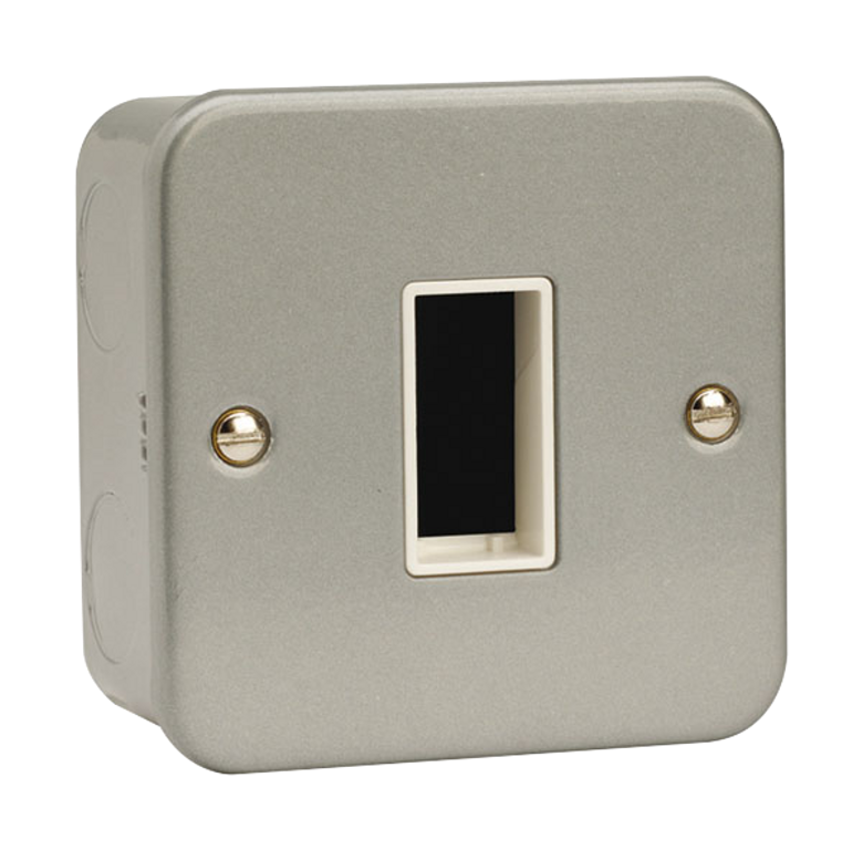 Click Essentials 1 Gang 1 Aperture Unfurnished Minigrid Plate Metal Clad with Back Box