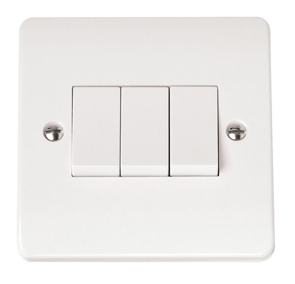 Click Mode 10A 3 Gang 2 Way Plate Switch White