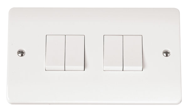 Click Mode 10A 4 Gang 2 Way Plate Switch White