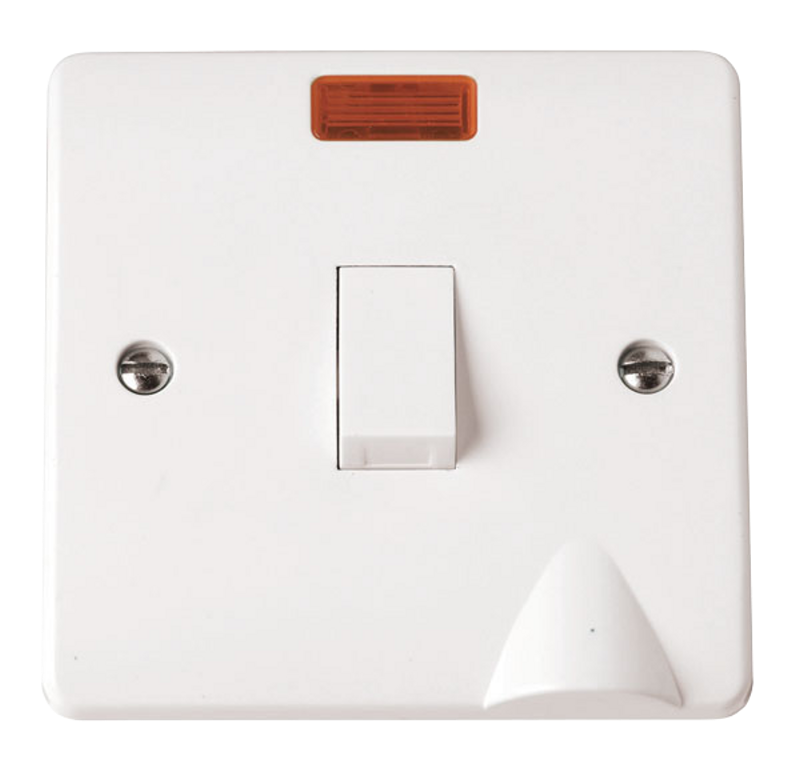 Click Mode 20A 1 Gang DP Plate Switch With Neon & Flex Outlet White