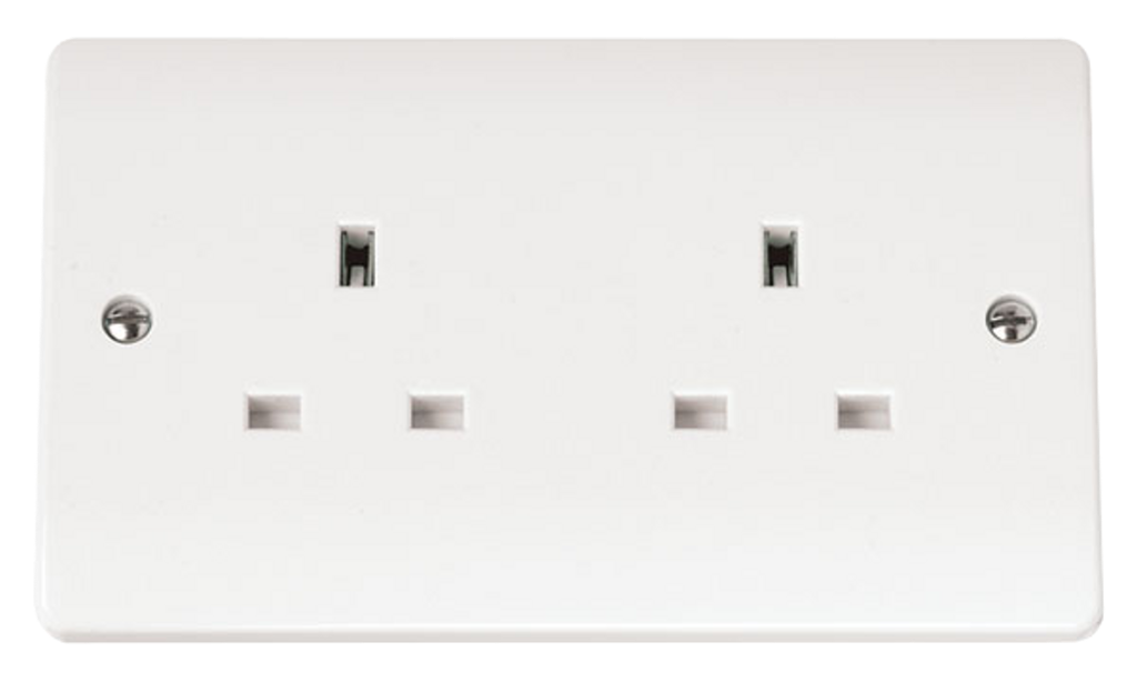 Click Mode 13A 2 Gang Double Unswitched Socket White