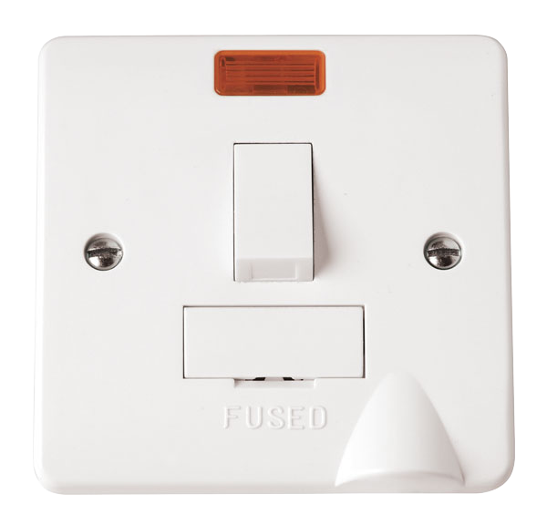 Click Mode 13A DP Switched Fused Spur With Neon and Flex Outlet White