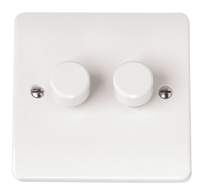 Click Mode 2 Gang 2 Way 250Va Dimmer Switch White