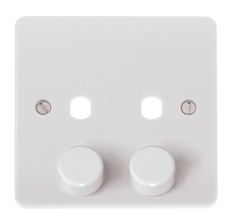 Click Mode 1 Gang 2 Aperture 800W Dimmer Plate and Knobs White